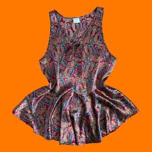 90's vintage paisley satin slip babydoll sleep shirt LARGE Gilligan O'Malley